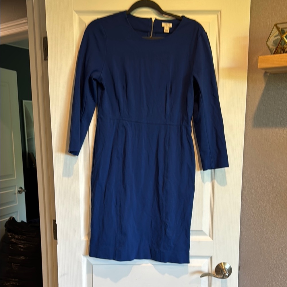 J. Crew Elegant Royal Blue Long Sleeve Dress